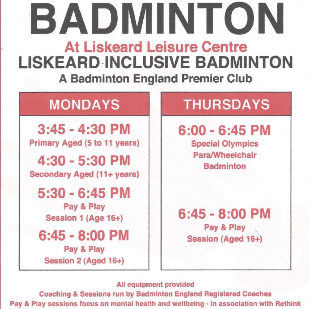 Liskeard Inclusive Badminton Primary Age 5 11 Years